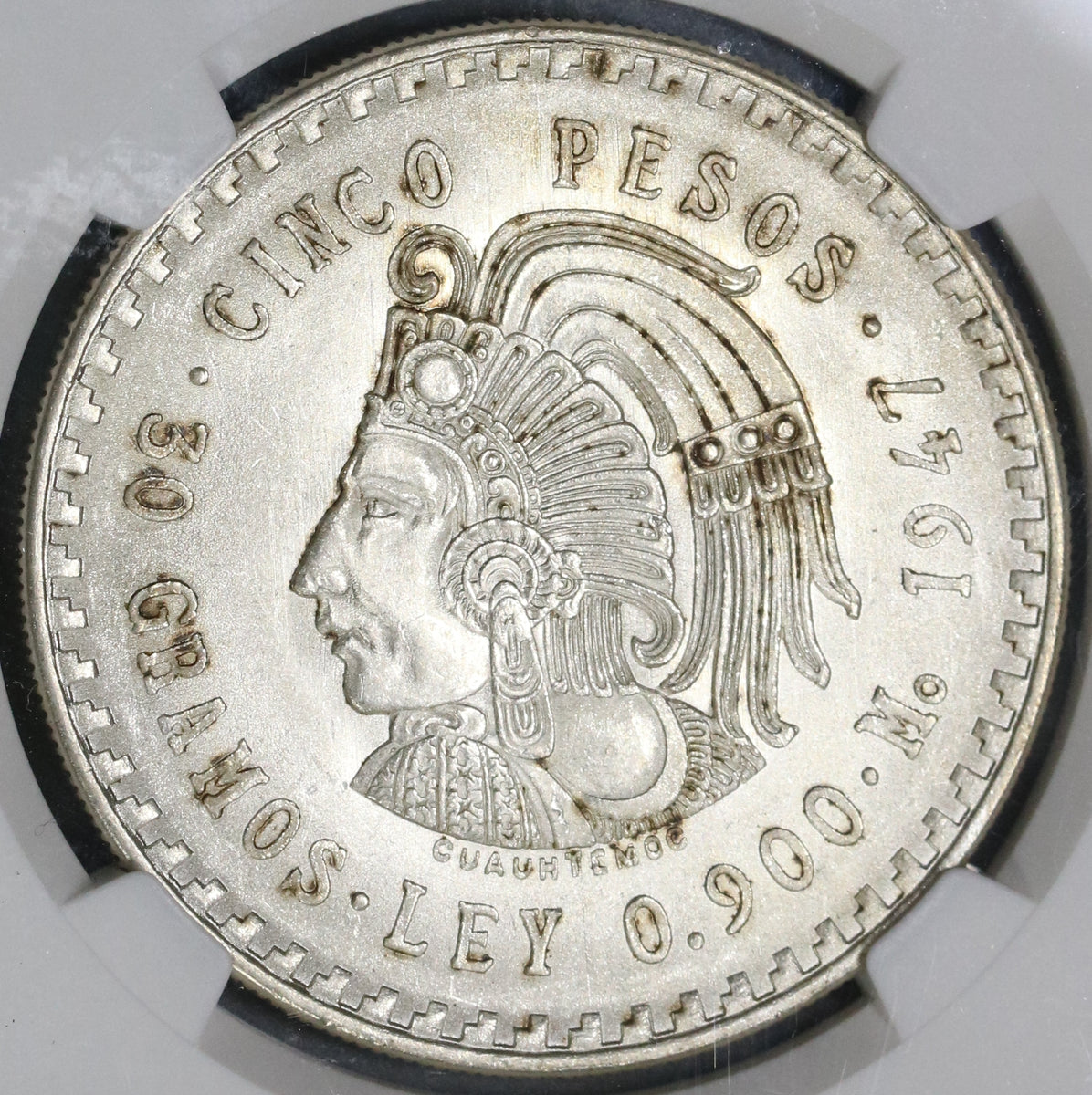 貨幣 メキシコ☆Mexico☆5ペソ銀貨☆1947年☆未使用☆Cuahtemoc