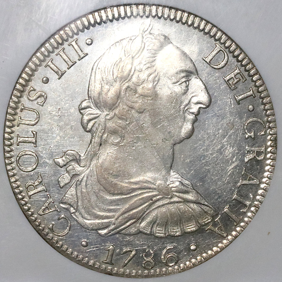 1786 NGC MS 60 PL Mexico 8 Reales Charles III Proof Like Colonial