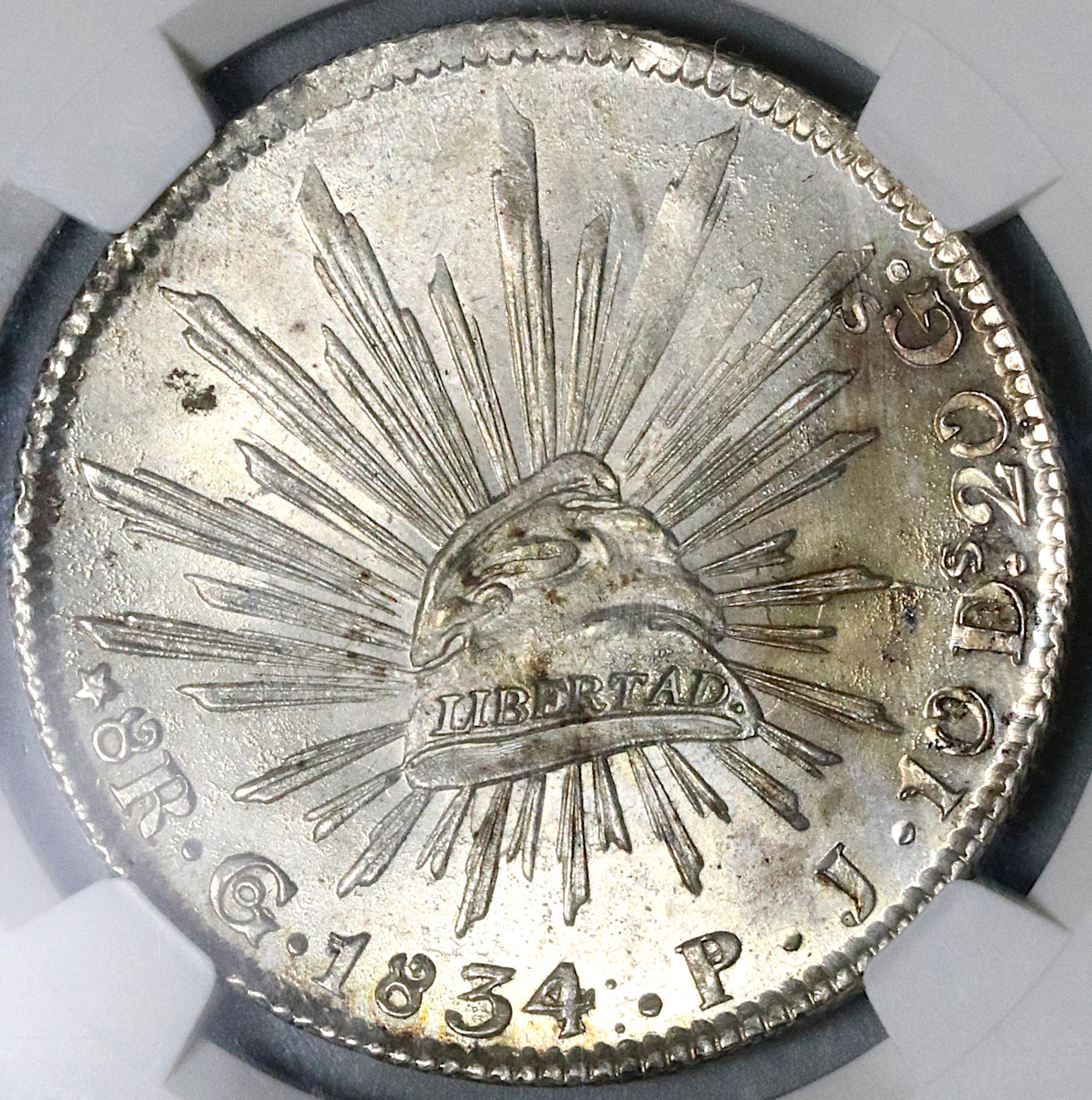1834-Go NGC MS 63 Mexico 8 Reales Guanajuato LIBERTAD Die Clash