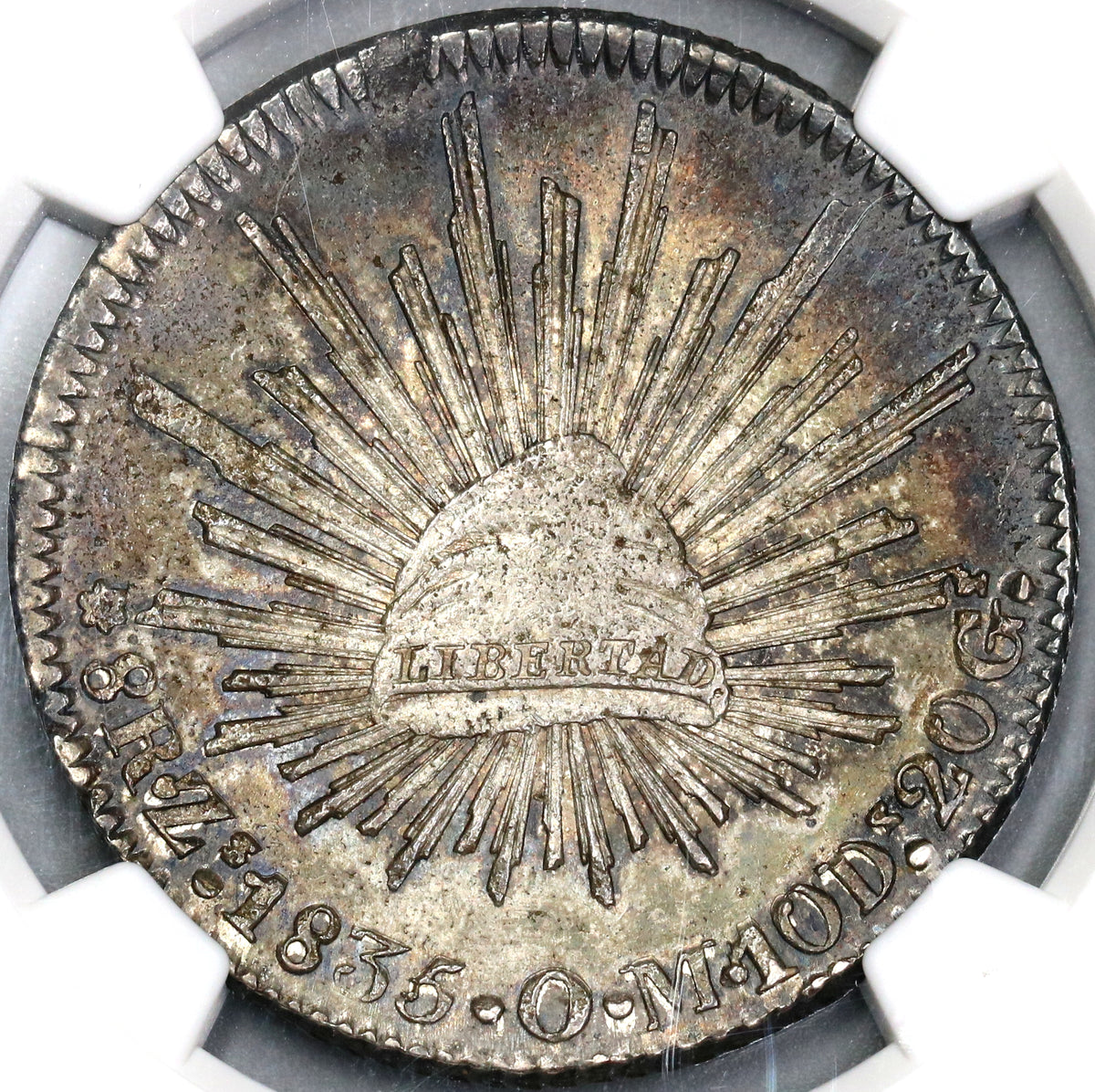 1835-Zs NGC MS 62 Mexico 8 Reales Zacatecas Mint Cap Rays Silver