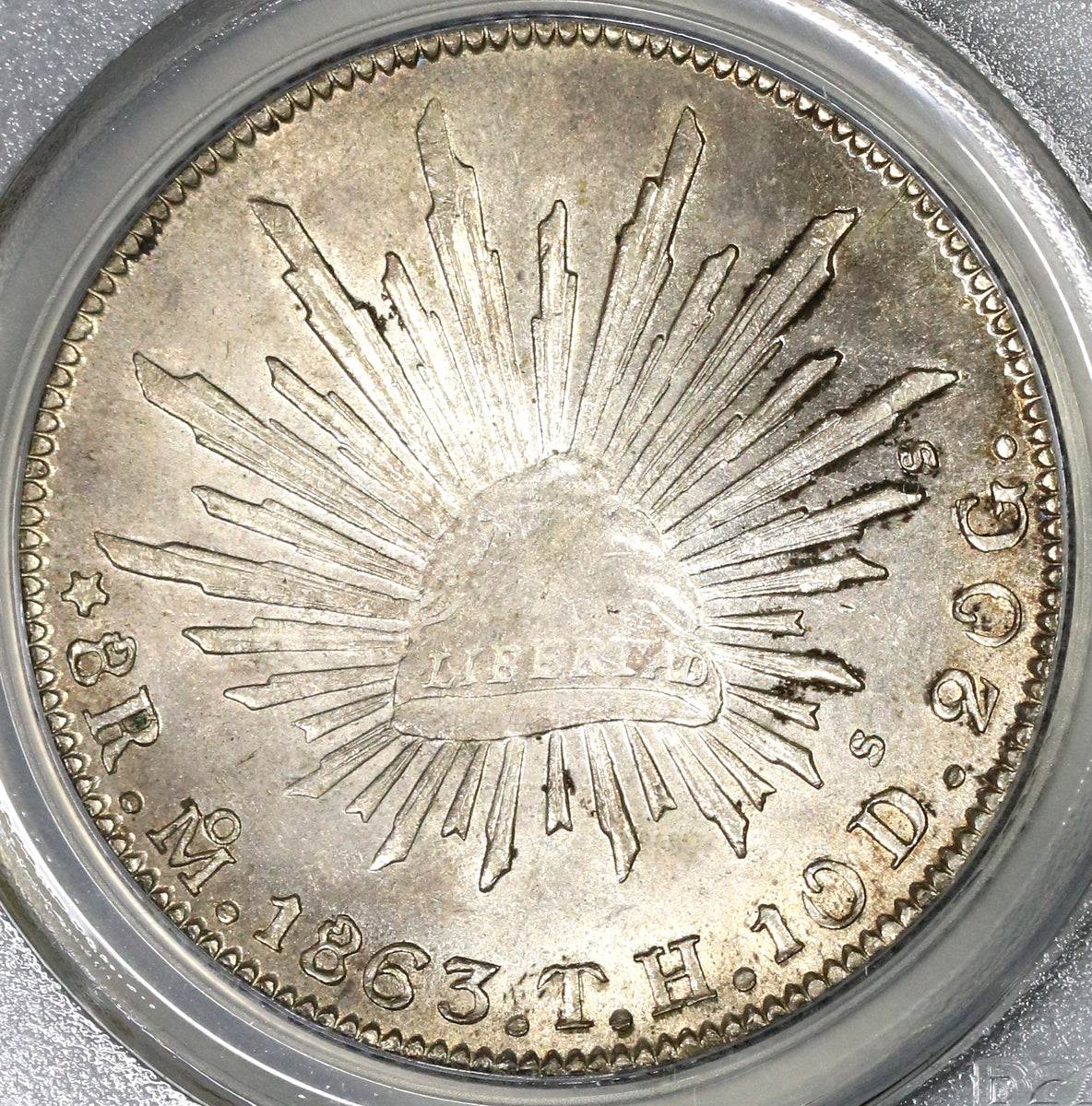 1863-Mo TH PCGS MS 63 Mexico 8 Reales Mint State Silver Coin