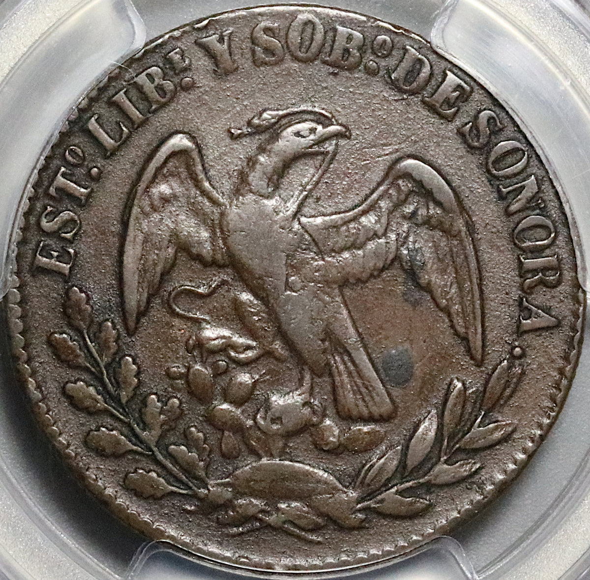 1859 PCGS XF 40 Hermosillo Sonora Mexico 1/4 Real Cuartilla Copper