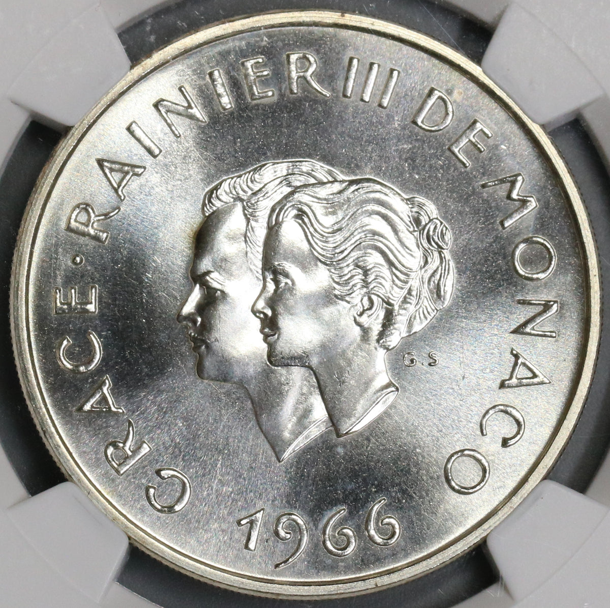 1966 NGC MS 66 Grace Kelly Wedding Monaco 10 Francs SIlver Coin