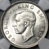 1942 NGC AU 58 New Zealand Silver Florin Kiwi Bird Key Date Coin (21021806C)