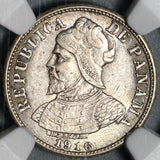 1916 NGC AU55 Panama 5 Centesimos Silver Key Date 100K Minted Balboa Coin (21022001C)