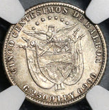 1916 NGC AU55 Panama 5 Centesimos Silver Key Date 100K Minted Balboa Coin (21022001C)