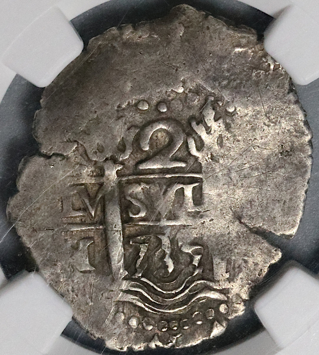 1735 NGC VF 35 Peru Cob 2 Reales Spain Colonial Philip V Silver