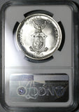 1936 NGC MS 65+ Philippines Peso Roosevelt Quezon Silver Commonweatlth Coin (21032201D)