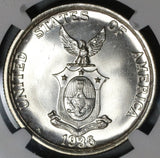 1936 NGC MS 65 Philippines Roosevelt Quezon 1 Peso Silver Commonwealth Commemorative Coin (20011402C)