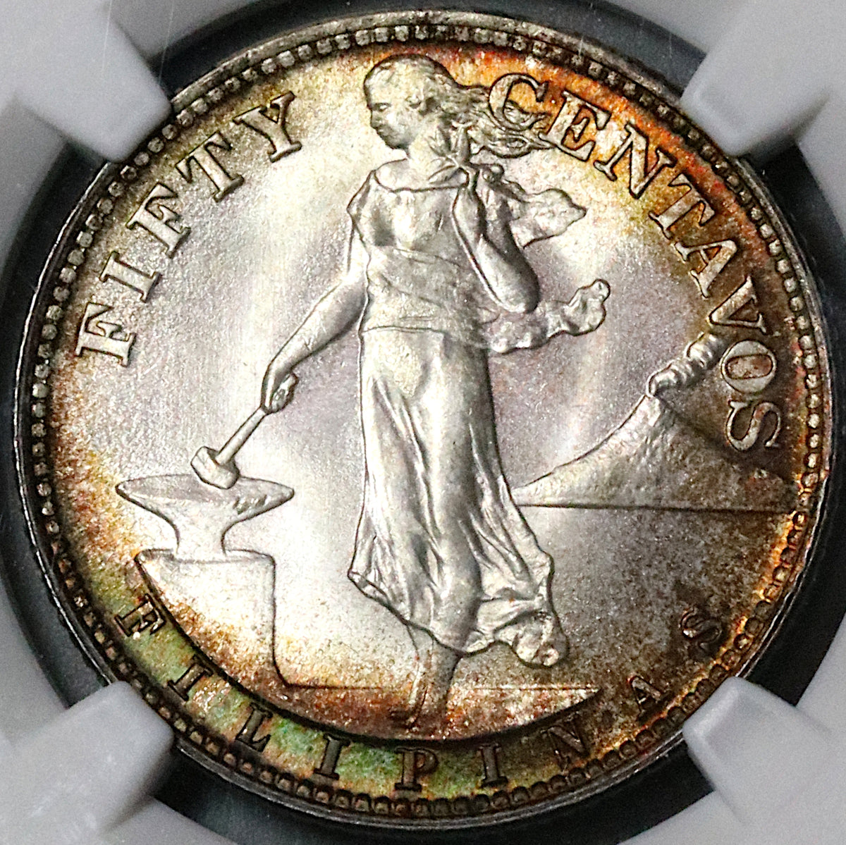 1945-S NGC MS 66+ Philippines Silver 50 Centavos GEM WWII USA Coin