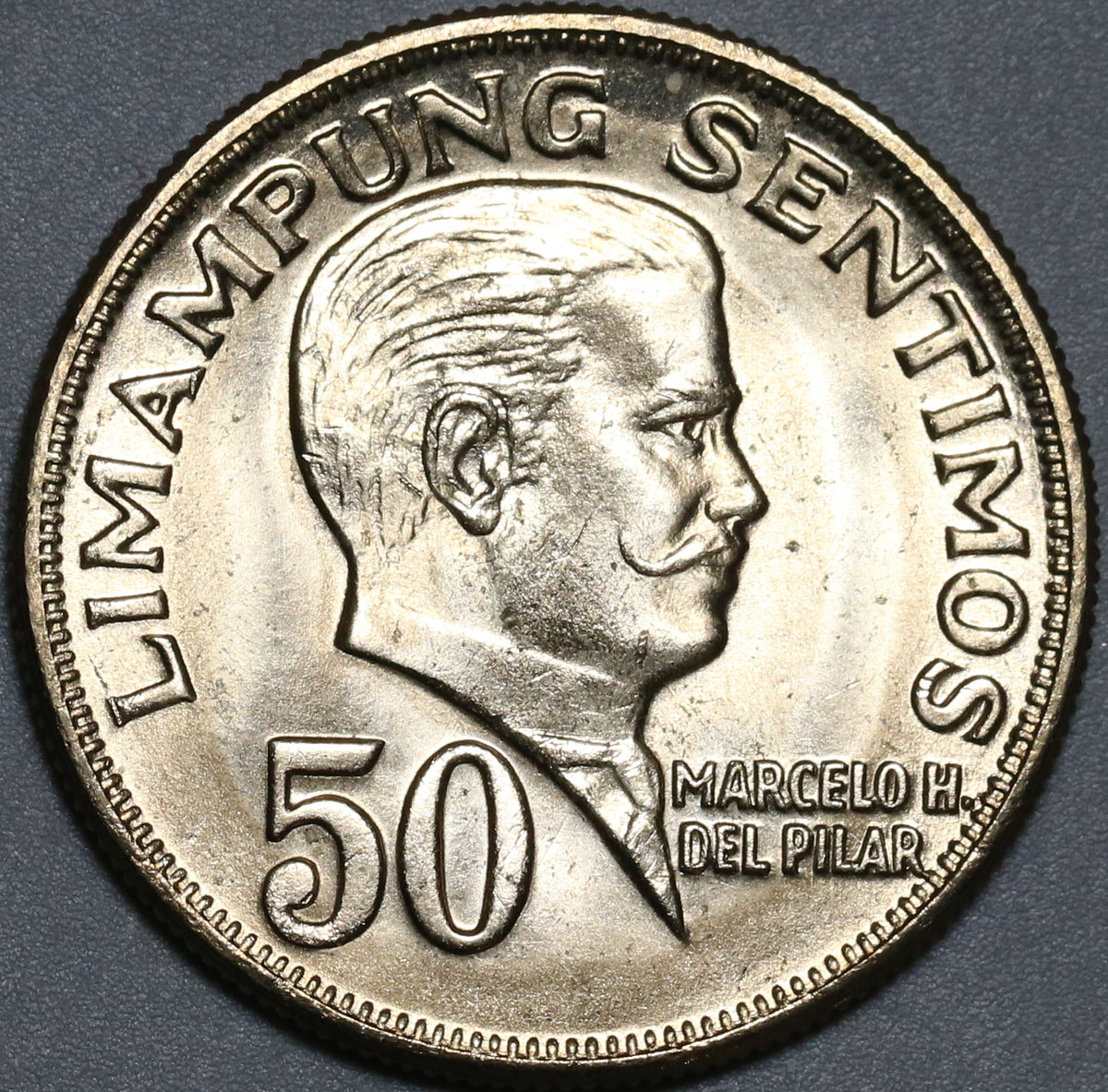 1972 Philippines 50 Sentimos Choice UNC Marcelo Del Pilar Coin