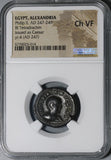 246 NGC Ch VF Alexandria Philip II Caesar Tetradrachm Triptoleomos Serpent Biga (20090904C)