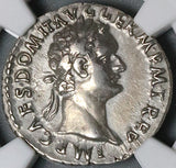 86 NGC XF Domitian Denarius Roman Empire Minerva Ship Prow Owl  (22030201C)