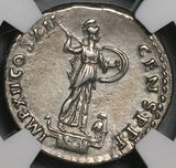 86 NGC XF Domitian Denarius Roman Empire Minerva Ship Prow Owl  (22030201C)