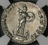 86 NGC XF Domitian Denarius Roman Empire Minerva Ship Prow Owl  (22030201C)