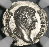 134 NGC Ch AU Hadrian Denarius Roman Empire Fides Fruit Lustrous (21083106C)