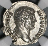 134 NGC Ch AU Hadrian Denarius Roman Empire Fides Fruit Lustrous (21083106C)