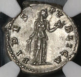 134 NGC Ch AU Hadrian Denarius Roman Empire Fides Fruit Lustrous (21083106C)