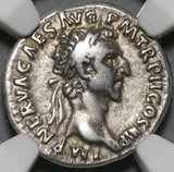 97 NGC VF Nerva Roman Empire Denarius Aequitas Scales Silver Coin (20071501C)