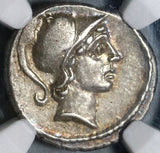 48 BC NGC AU Albinus Bruti Roman Republic AR Denarius Julius Caesar Assassin Silver Coin (20082602D)