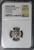 193 NGC Ch VF Septimius Severus Roman Empire Alexandria Mint Denarius Apollo Coin (21091504C)