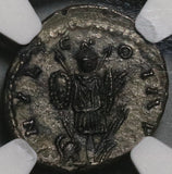 194 NGC AU Septimius Severus Denarius Roman Empire Emesa Trophy Arms Legend Error (20050602C)