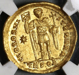 424 NGC MS Roman Empire Theodosius II Gold Solidus Emperor Std Mint State  (19091503C)