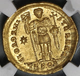 424 NGC MS Roman Empire Theodosius II Gold Solidus Emperor Std Mint State  (19091503C)
