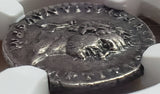 80 NCG Ch XF Titus AR Denarius Roman Empire Throne Coliseum Pompeii Vesuvius (20121001C)