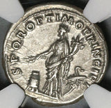 103 Trajan Roman Empire Denarius Annona Superb Portrait NGC AU (21020604C)
