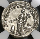 103 Trajan Roman Empire Denarius Annona Superb Portrait NGC AU (21020604C)