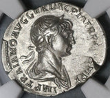 114 NGC Ch XF Trajan's Column Denarius Roman Empire Dacian Military Monument (21020903C)