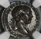 103 Trajan Roman Empire Denarius Dacian Pax Historic Victory NGC AU (19092502C)