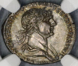114 NGC Ch AU Trajan Roman Empire Denarius Sol Bust Pedigree Rare Fine Style (20101501C)