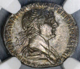 114 NGC Ch AU Trajan Roman Empire Denarius Sol Bust Pedigree Rare Fine Style (20101501C)