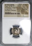 114 NGC Ch AU Trajan Roman Empire Denarius Sol Bust Pedigree Rare Fine Style (20101501C)