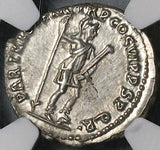 116 NGC Ch AU Trajan Roman Empire Denarius Virtus Parthia Victory (22052203C)