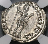 116 NGC Ch AU Trajan Roman Empire Denarius Virtus Parthia Victory (22052203C)