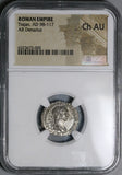 116 NGC Ch AU Trajan Roman Empire Denarius Virtus Parthia Victory (22052203C)