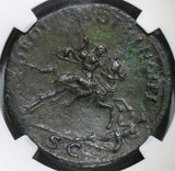 106 Trajan NGC Ch XF Roman Empire Dupondius Emperor Spearing Dacian (19060101C)