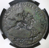 106 Trajan NGC Ch XF Roman Empire Dupondius Emperor Spearing Dacian (19060101C)