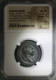 106 Trajan NGC Ch XF Roman Empire Dupondius Emperor Spearing Dacian (19060101C)