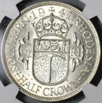 1941 NGC AU 58 Southern Rhodesia 1/2 Crown George VI Silver Coin (20082301C)