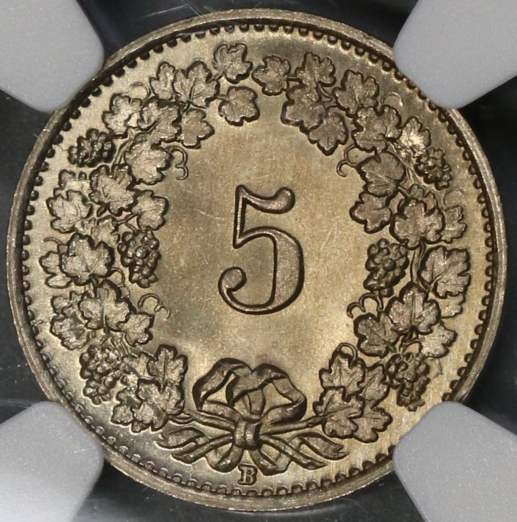 1922 NGC MS 67 Switzerland 5 Rappen Swiss Coin POP 2/0 (19032001C