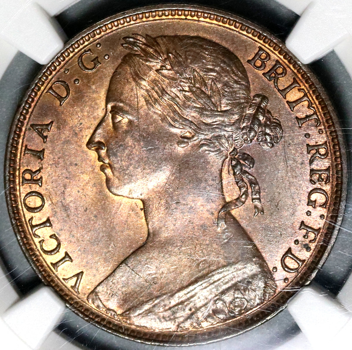 1882-H NGC MS 64 RB Victoria Penny Great Britain Convex Shield Coin  (21021504C)