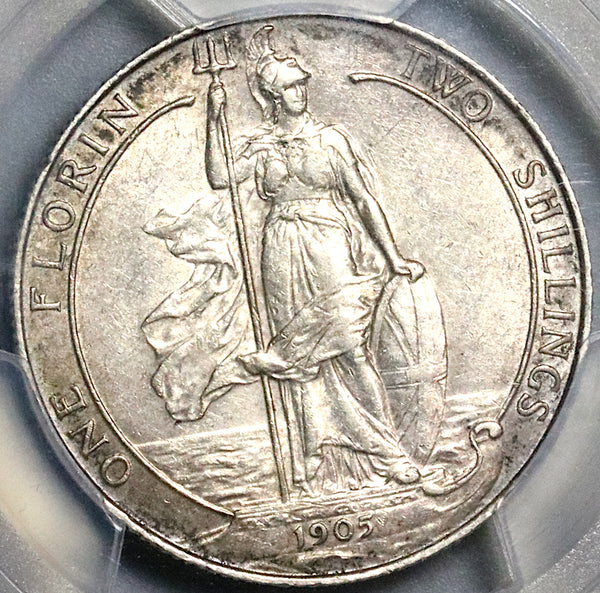 1905 PCGS XF 45 Florin Edward VII Key Great Britain 2 Shillings Coin (22082601D)