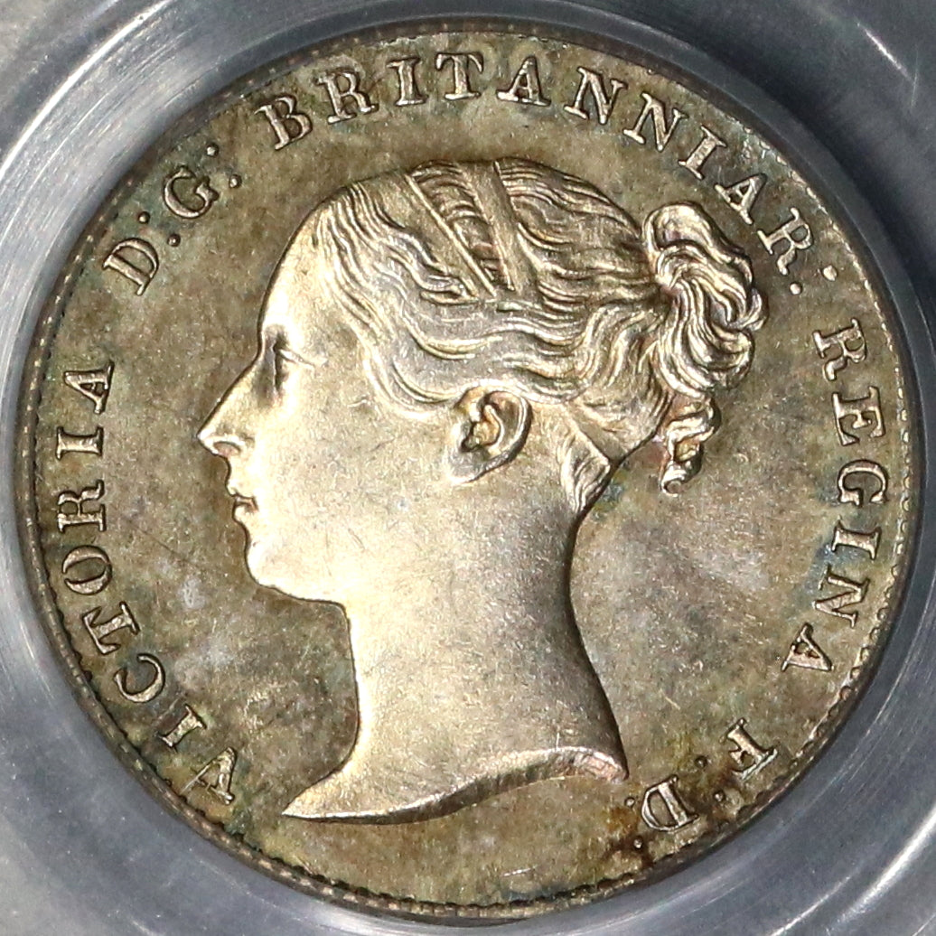 1861 PCGS MS 64 Victoria 3 Pence Great Britain Silver Coin