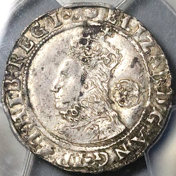 1593 PCGS AU Elizabeth I 6 Pence England Britain Silver Coin S-2578B (23021401C)