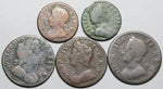 1600s 1700s Farthing 1/2 Penny Charles II William III George II 5 Coins (22022001R)