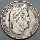 1840-K France 5 Francs VF Louis Philippe I Silver Bordeaux Crown Coin (24010404R)